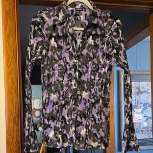 Apt. 9 Purple and Black Patterned Blouse